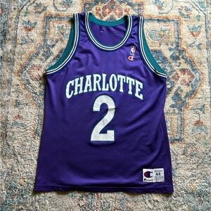 Vintage Champion NBA Charlotte Hornets Larry Johnson Jersey Large